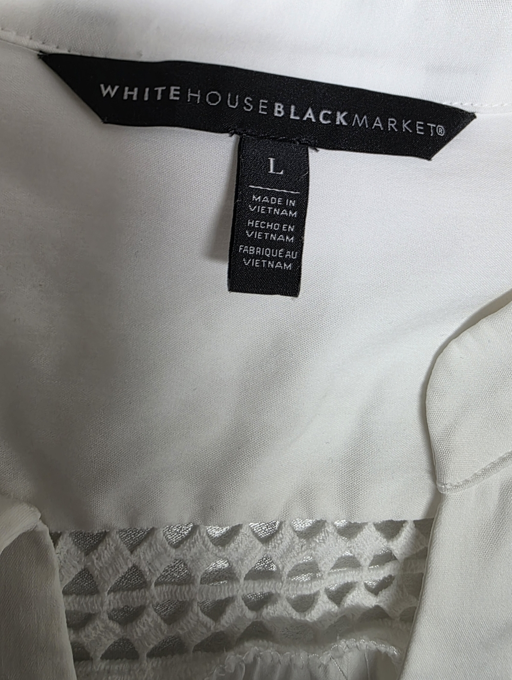 White House Black Market & Spruce Ivory Crochet-Trim Peasant Blouse - Picture 12 of 12